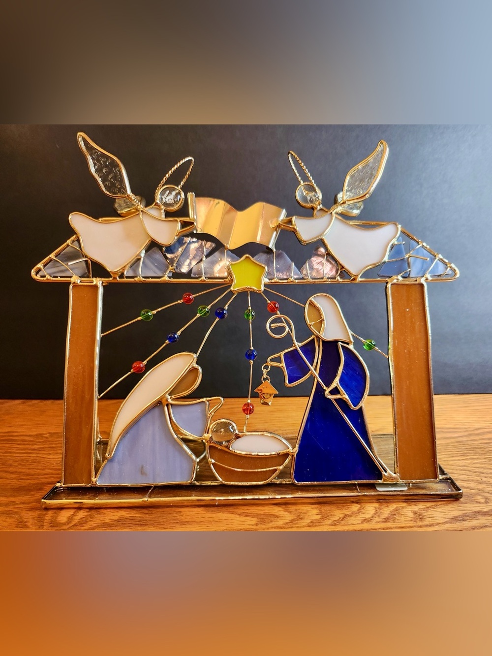 Kirkland’s Holiday Glassworks Stained Glass Nativity Candle Holder Screen in Box